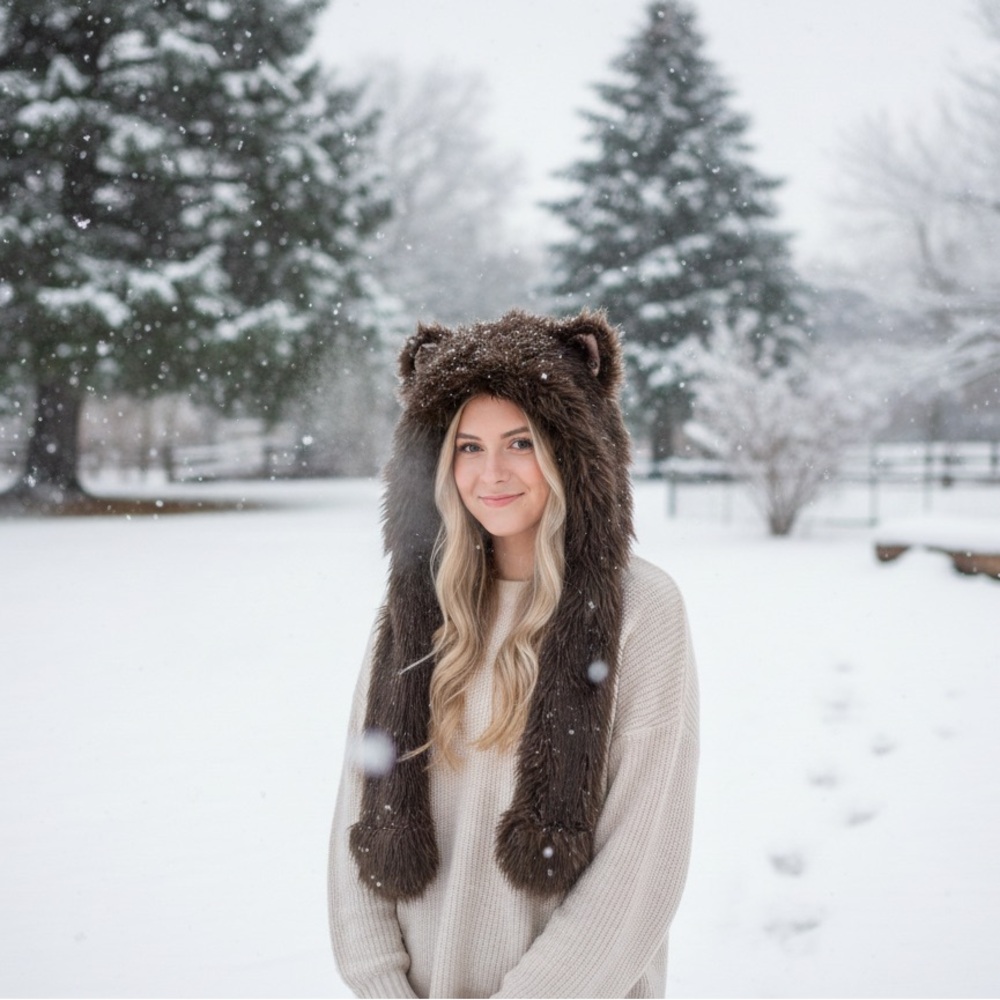 SpiritHoods Brown Faux Fur hood Animal - Picture 3 of 9